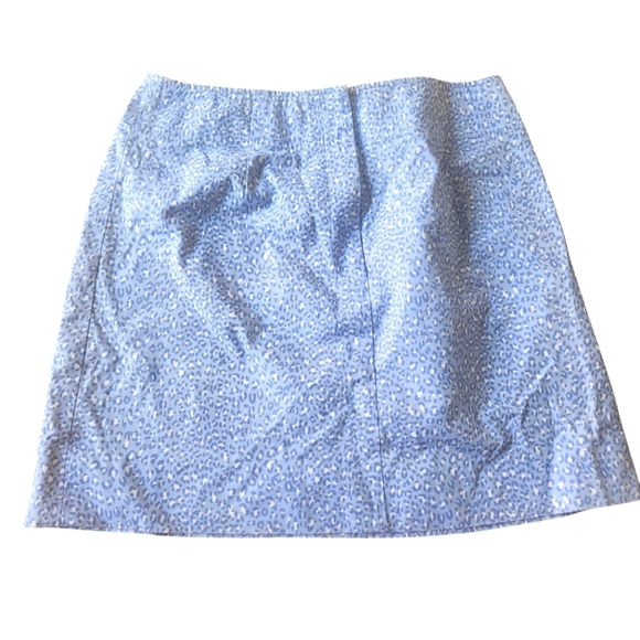 EUC Talbots Petite Blue White Cheetah/Leopard/Animal Print Mini Skirt Size 6 - Picture 2 of 6